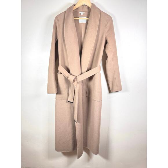 Soia & Kyo Long Women’s Coat tan Wool Blend Belted Open Long XS - Picture 2 of 15
